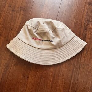 🌟FREE 🌟NWOT Stanford University Bucket Hat Red Embroidered Logo Beige Tan Khaki